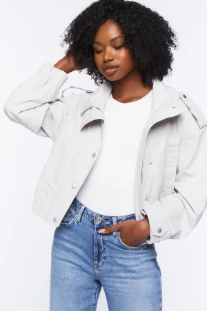 Forever 21 Damen Twill Bomberjacke Aschbraun Forever 21