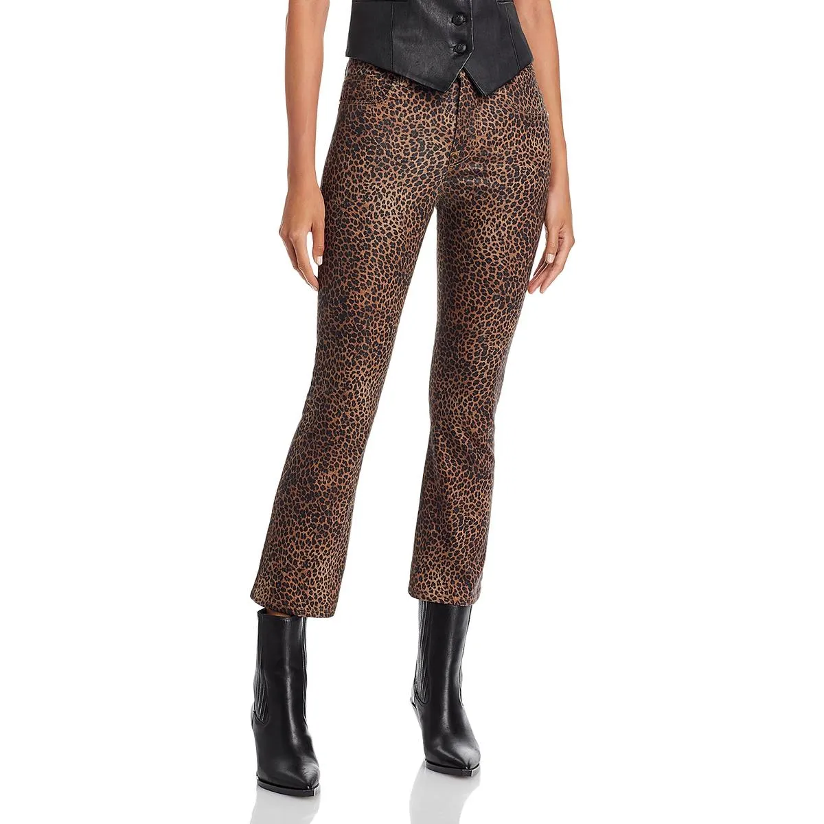 FRAME Damen Le Crop Mini Mid-Rise Bootcut Jeans mit Beschichtung