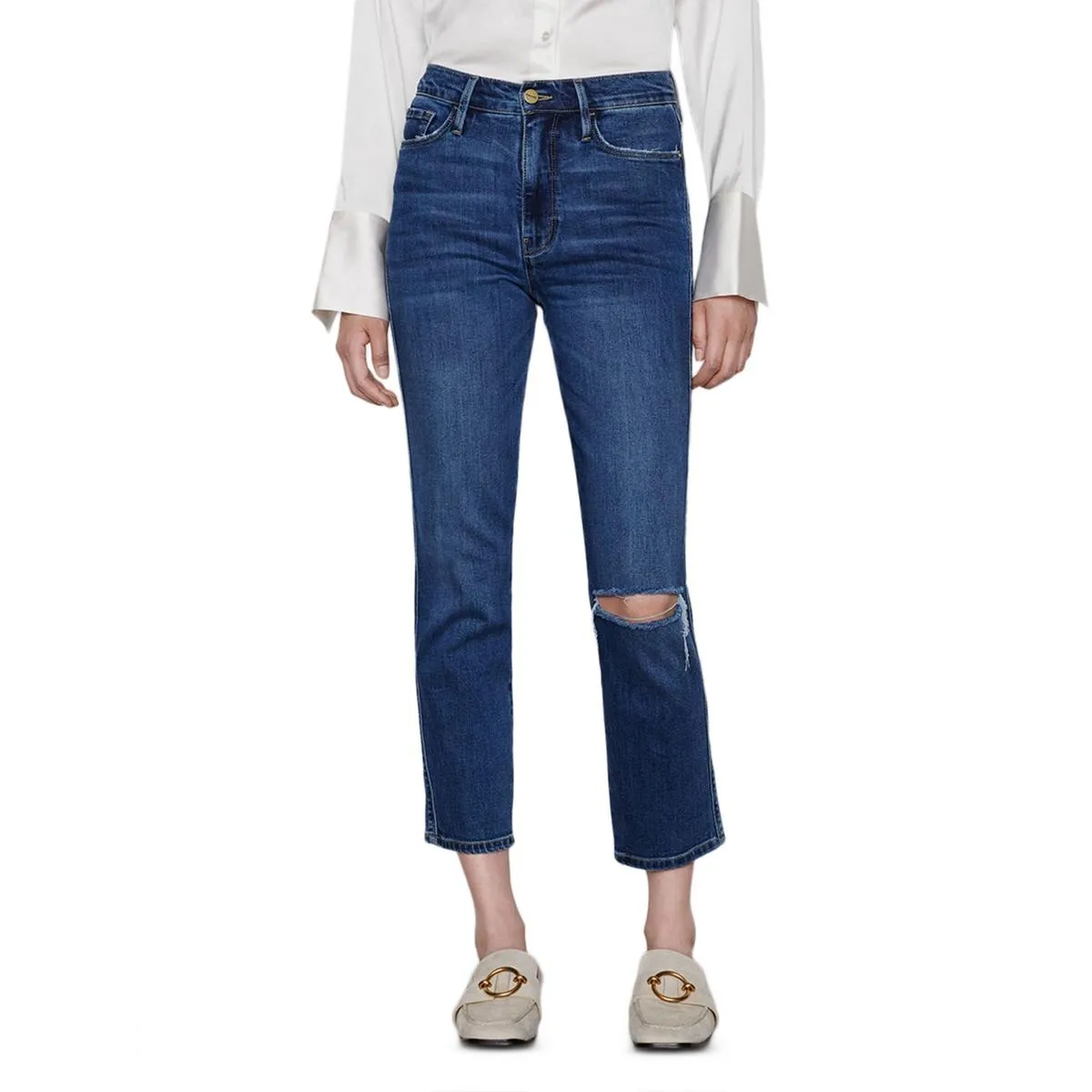 FRAME Damen Le Sylvie High Rise Zerstörte Cropped Jeans