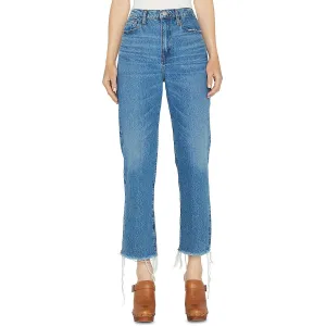 FRAME Damen Weit geschnittene Jeans mit ausgefranstem Saum und Cropped-Länge