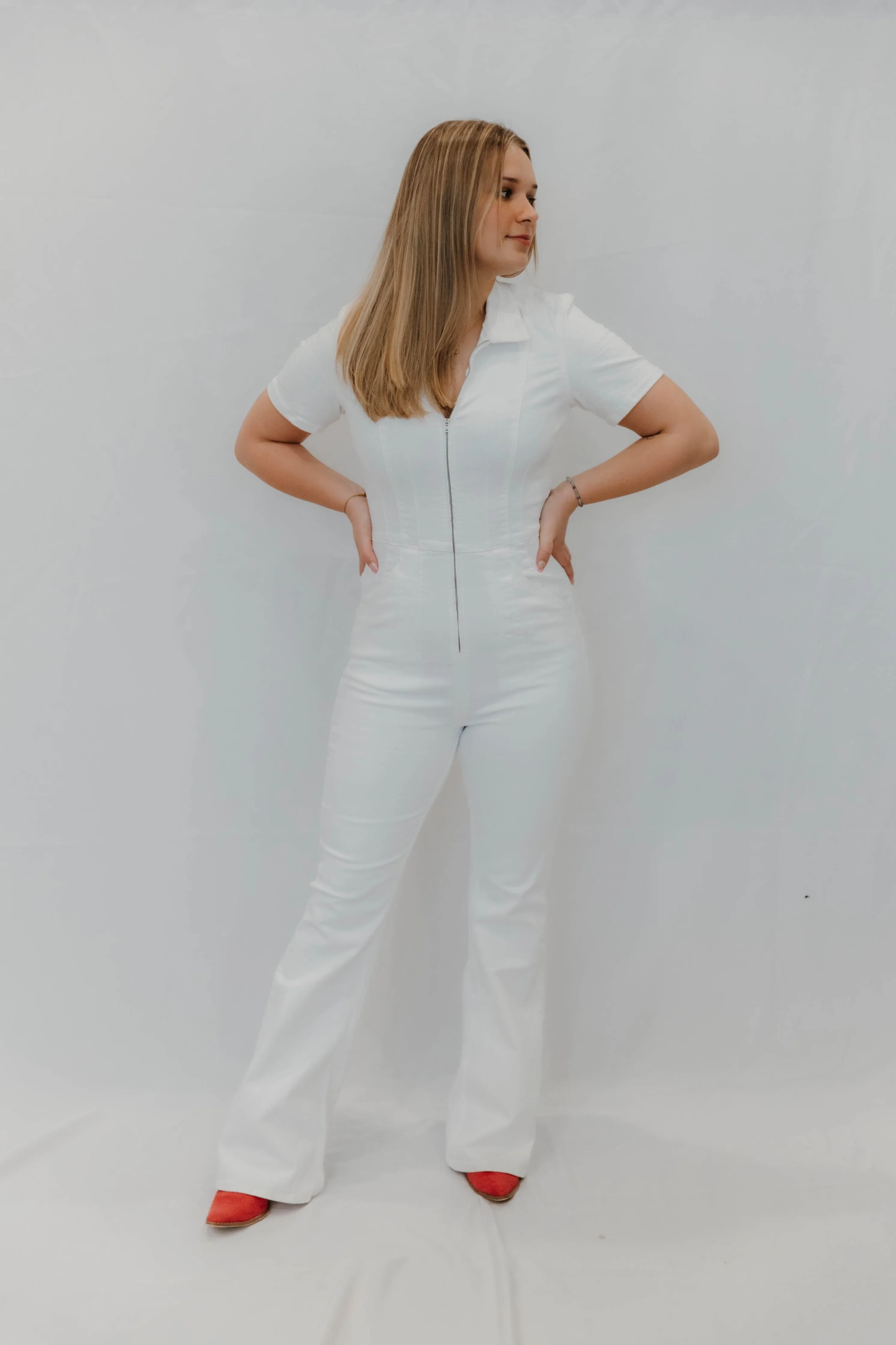 Free People Jayde Flare Jumpsuit - Reinweiß