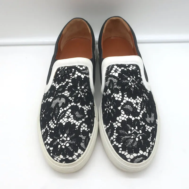 Givenchy Two-Tone Spitzen-Slip-On-Skateschuhe Schwarz & Weiß Größe 41