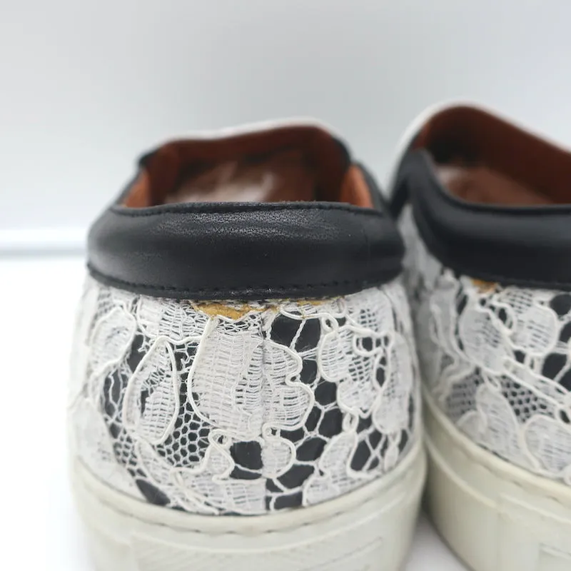 Givenchy Two-Tone Spitzen-Slip-On-Skateschuhe Schwarz & Weiß Größe 41
