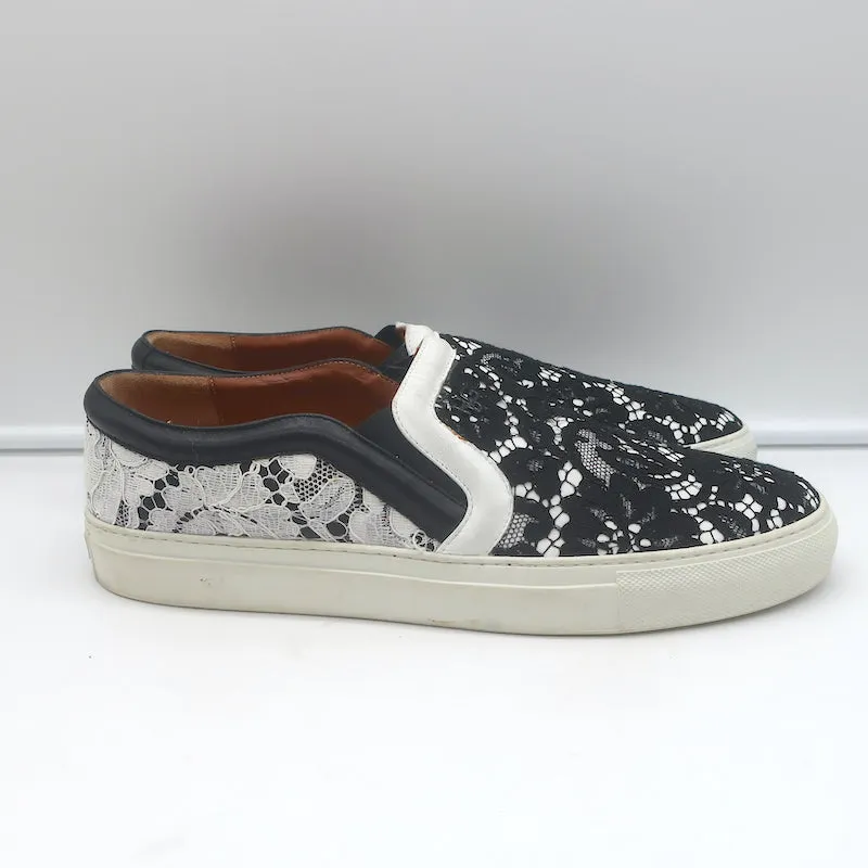 Givenchy Two-Tone Spitzen-Slip-On-Skateschuhe Schwarz & Weiß Größe 41