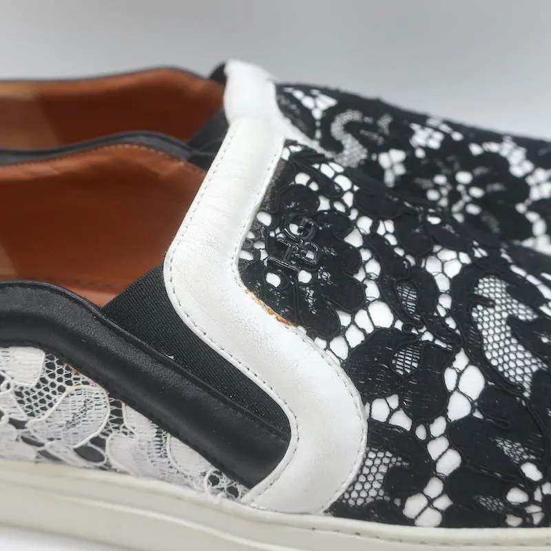 Givenchy Two-Tone Spitzen-Slip-On-Skateschuhe Schwarz & Weiß Größe 41