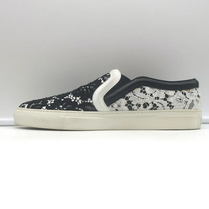 Givenchy Two-Tone Spitzen-Slip-On-Skateschuhe Schwarz & Weiß Größe 41