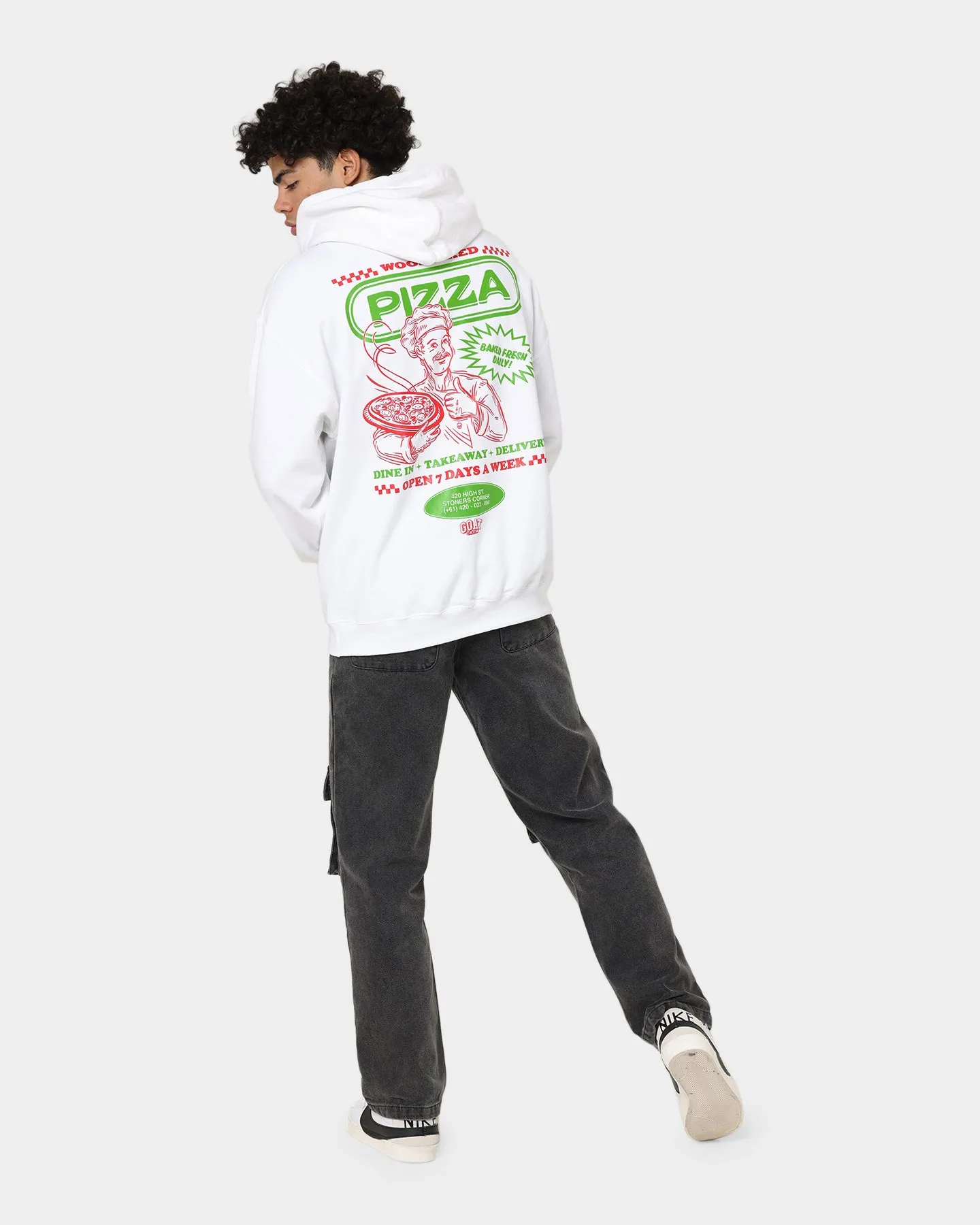 Goat Crew Pizzeria Kapuzenpullover Weiß