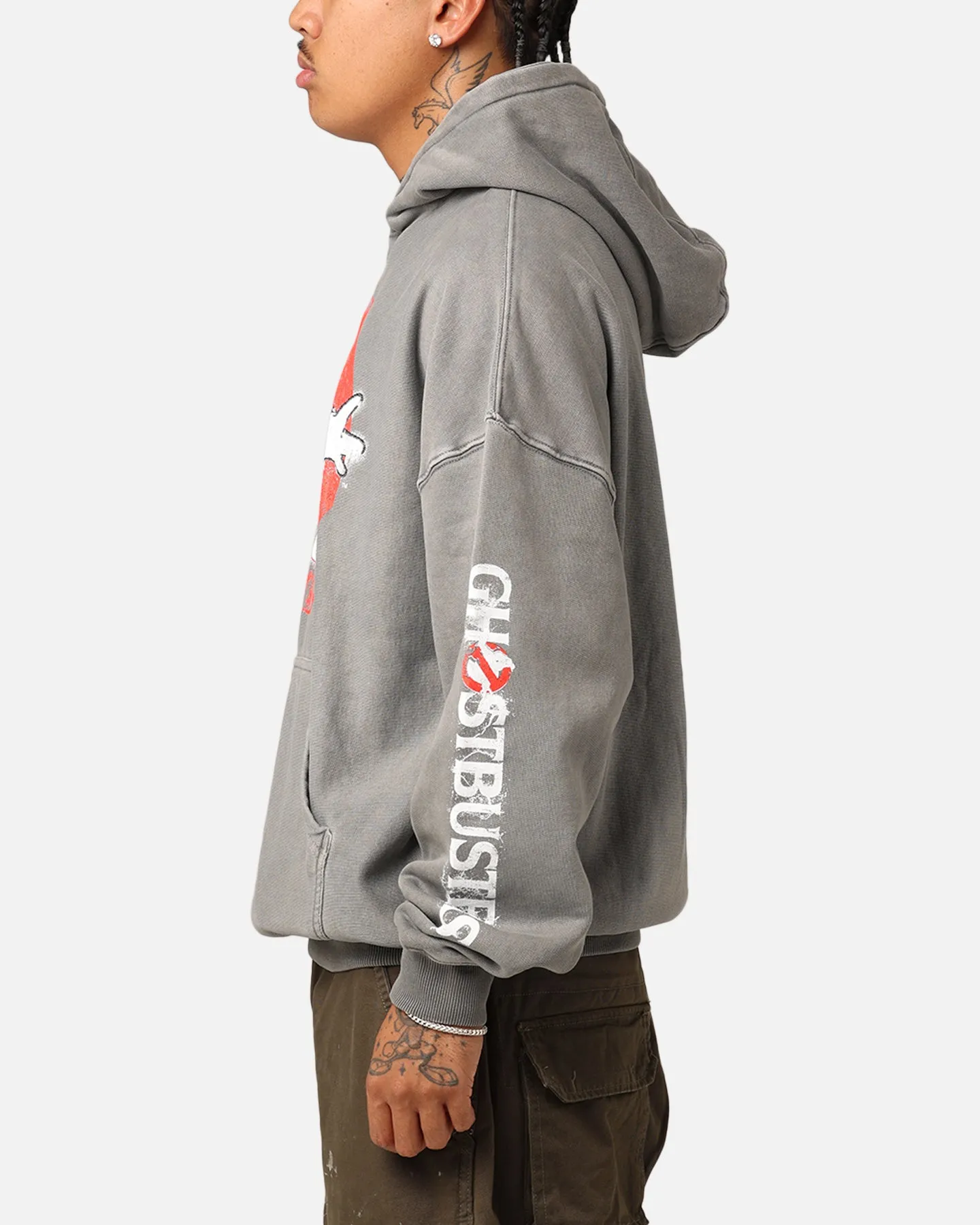 Goat Crew X Ghostbusters Schwergewicht Kapuzenpullover Gewaschener Kohlenton