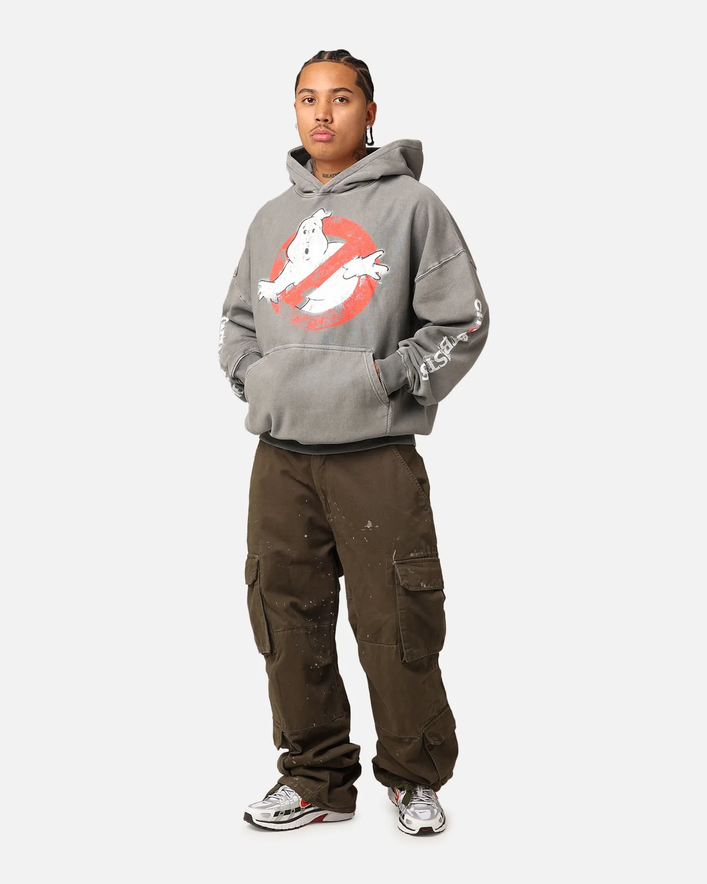 Goat Crew X Ghostbusters Schwergewicht Kapuzenpullover Gewaschener Kohlenton