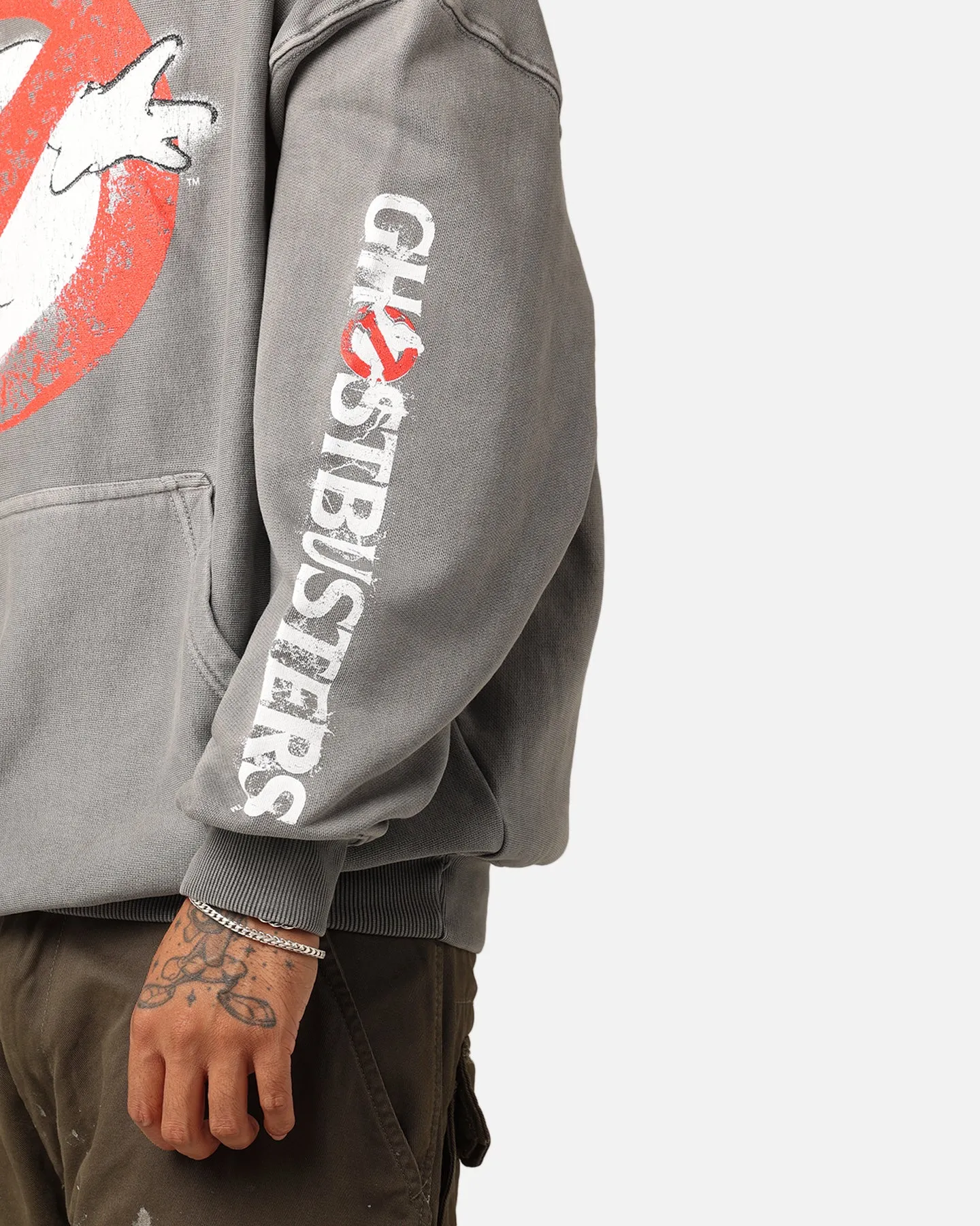 Goat Crew X Ghostbusters Schwergewicht Kapuzenpullover Gewaschener Kohlenton