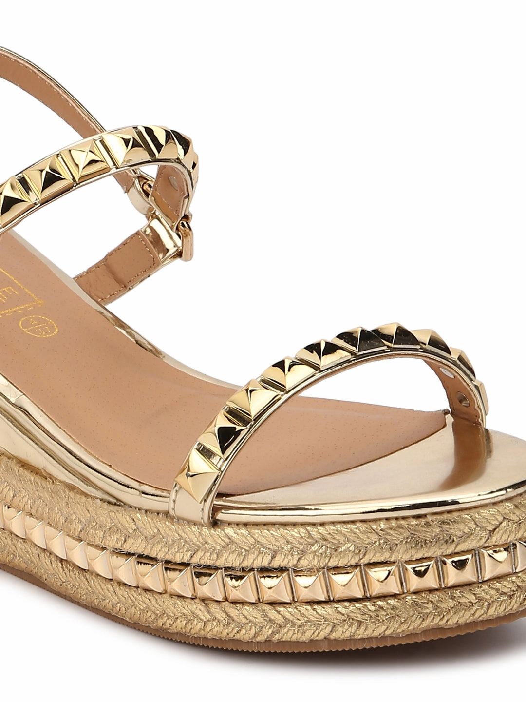 Gold Metallic Strapped Wedges