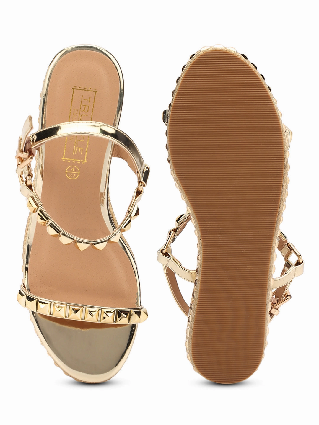 Gold Metallic Strapped Wedges