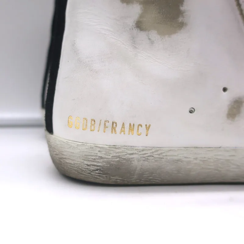Golden Goose Francy High Top Sneaker Weißes Leder & Leopardenprint Wildleder Größe 38