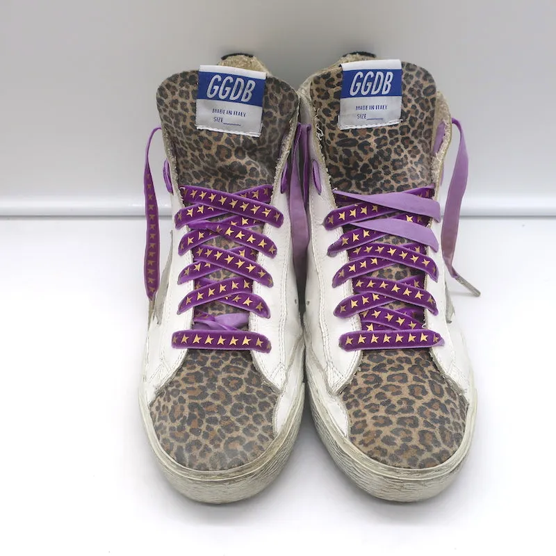 Golden Goose Francy High Top Sneaker Weißes Leder & Leopardenprint Wildleder Größe 38