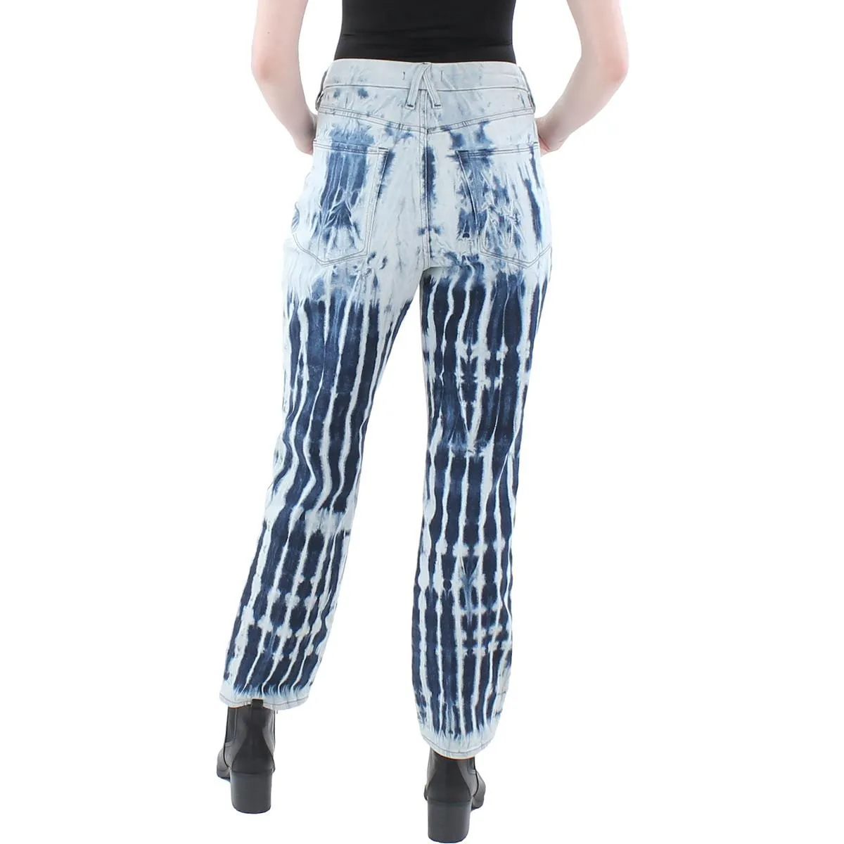 Good American Damen Vintage Shibori Tie-Dye Stretch Jeans mit geradem Bein
