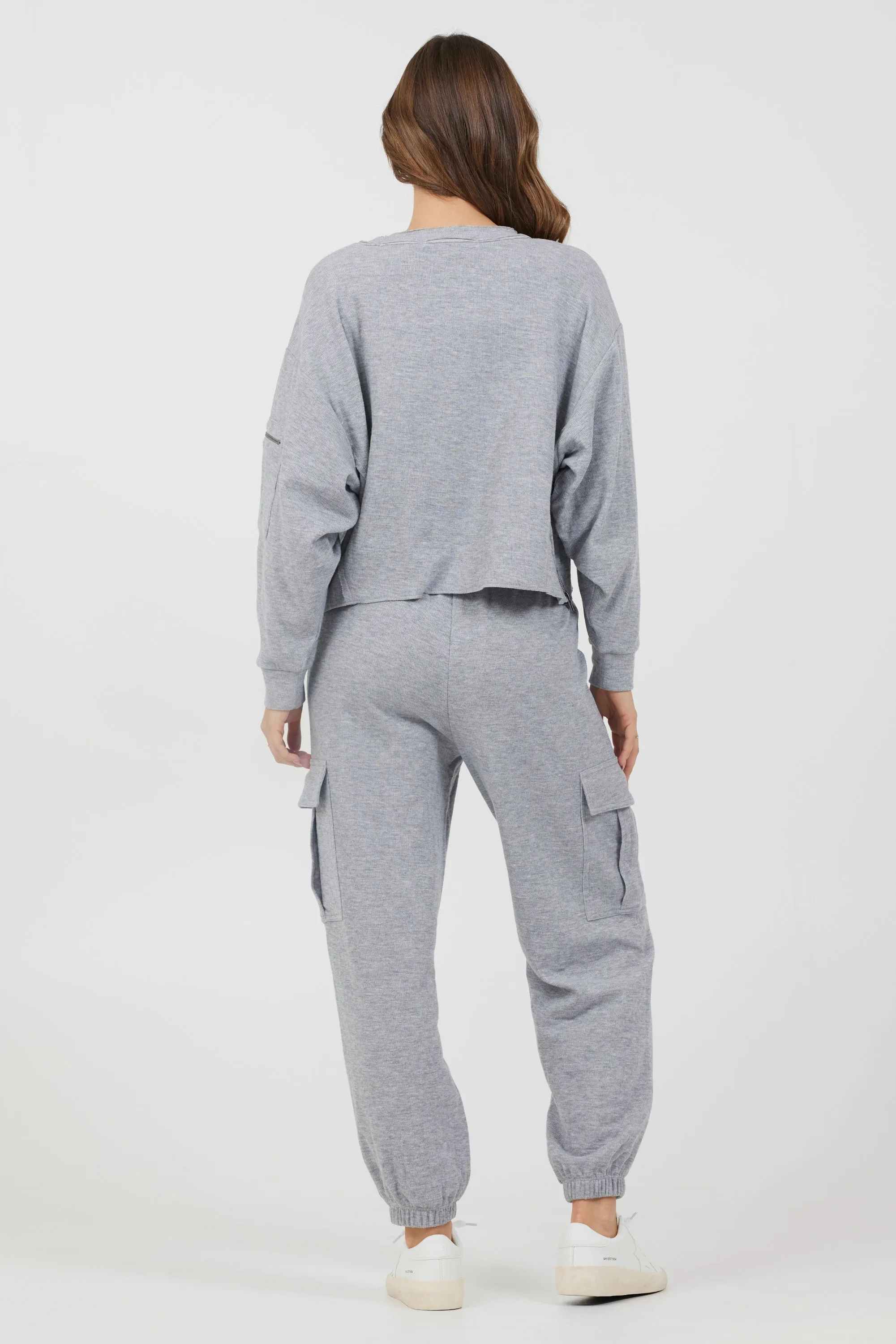 Heather Grau Begrenztes Strukturiertes Jersey Utility Crewneck