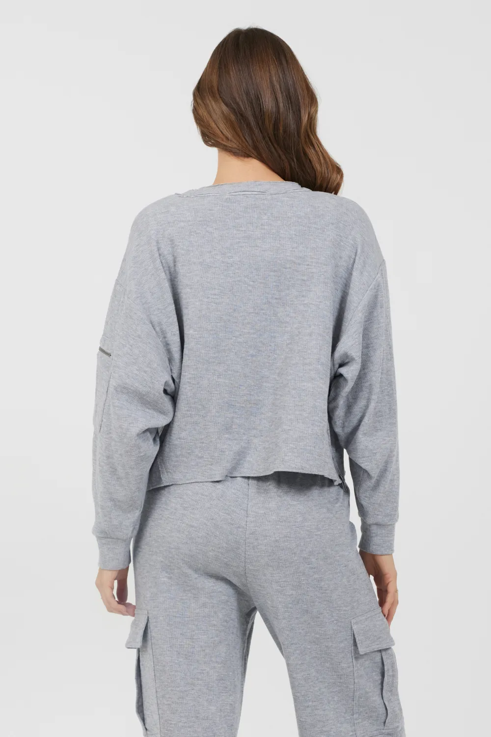 Heather Grau Begrenztes Strukturiertes Jersey Utility Crewneck