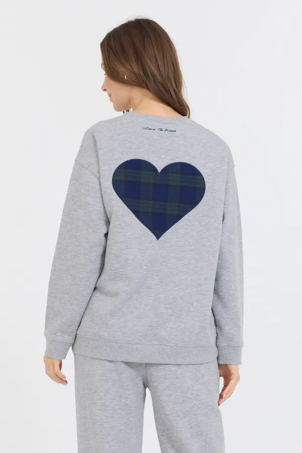 Heather Grau Essential Fleece Crew mit Self Love Club Crewneck