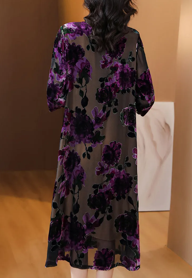 Hochwertiges langes Samtkleid für Damen
