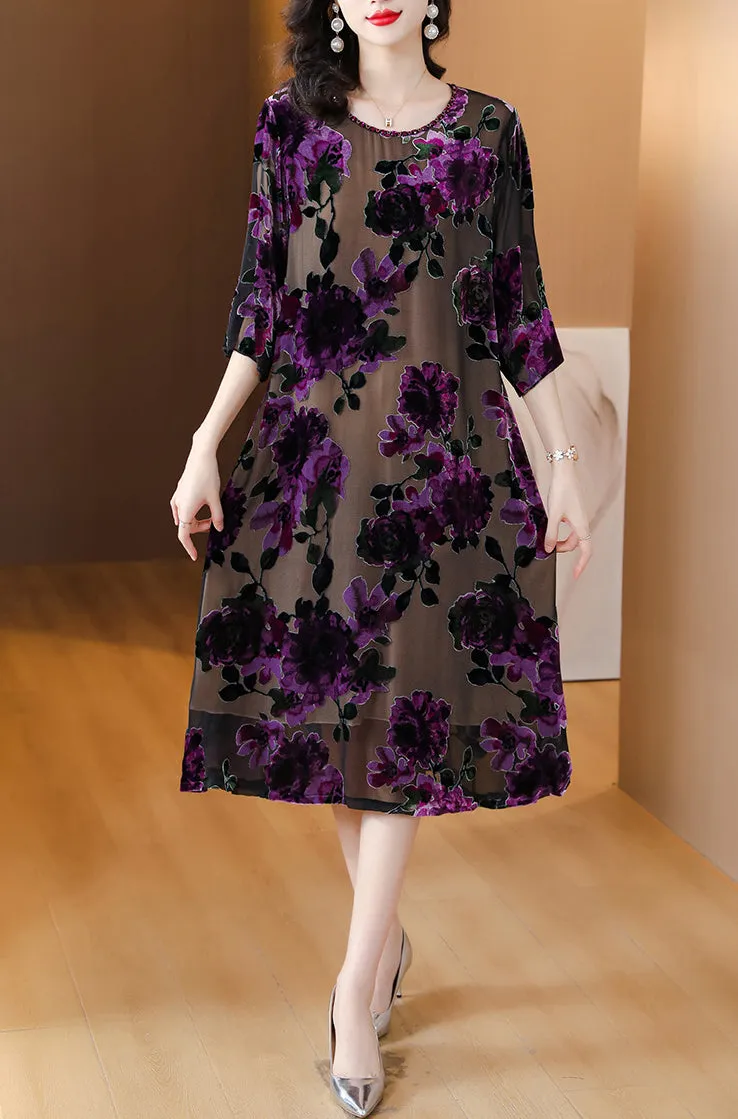 Hochwertiges langes Samtkleid für Damen