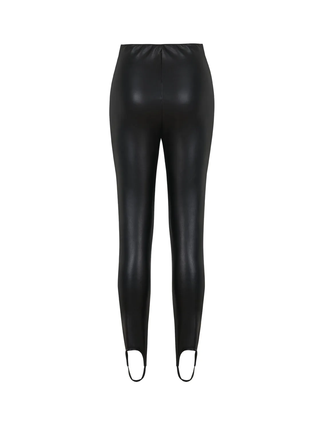 Hochtaillierte Stegreif-Lederoptik-Leggings