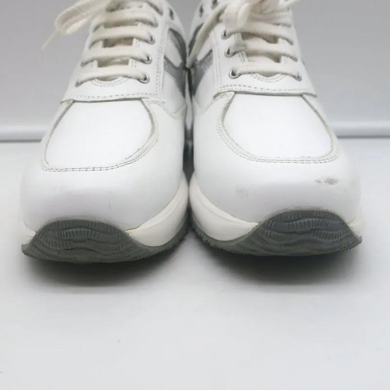 Hogan Interactive Glitter H Low Top Sneakers Weißes Leder Größe 34