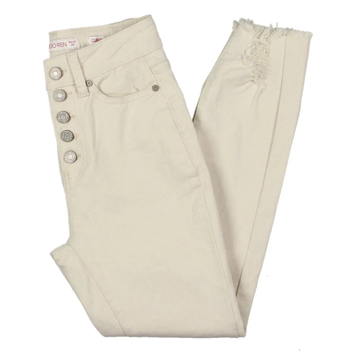 Indigo Rein Damen Junior Curvy Fit Jeans mit ausgefranstem Saum und Cropped-Look
