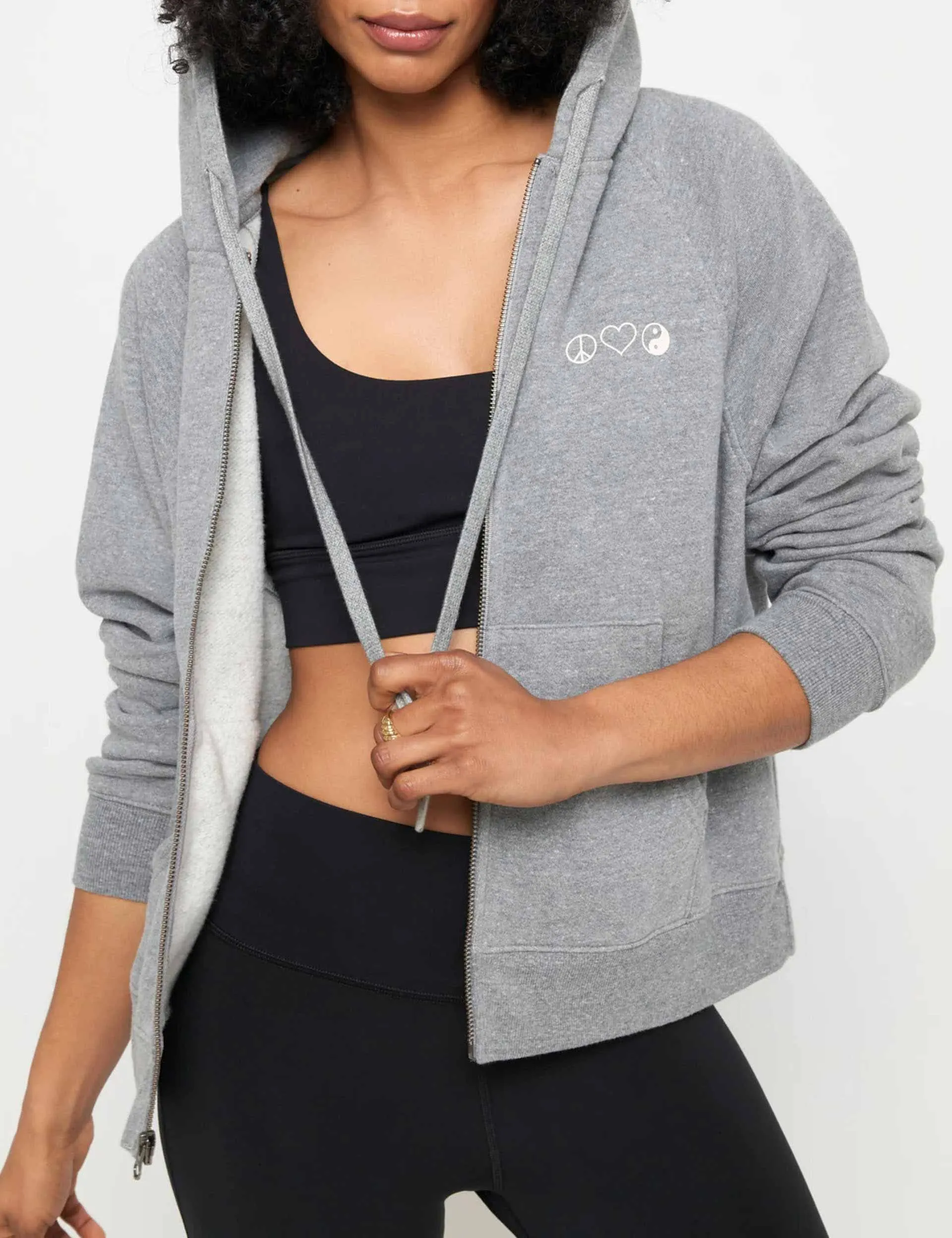 Einatmen Ausatmen Alltag Zip Hoodie - Heather Grau