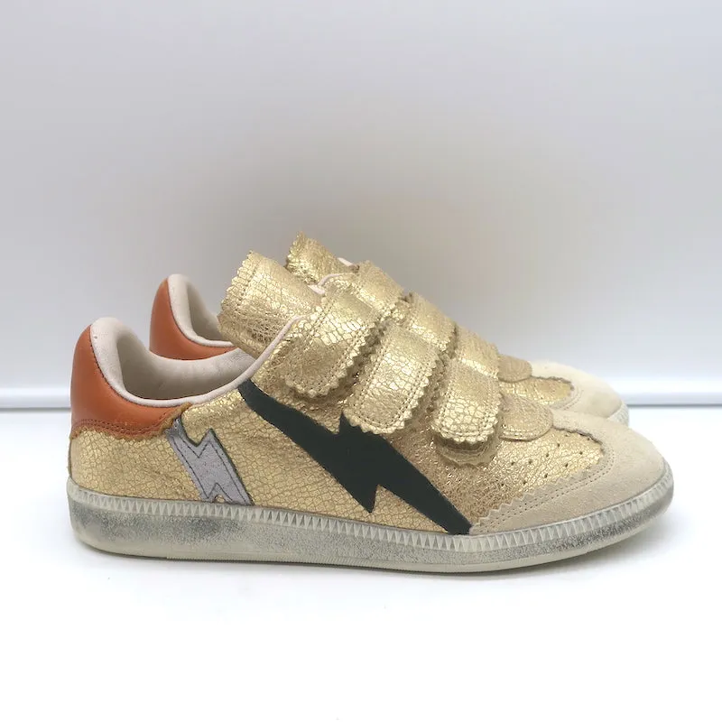 Isabel Marant Beth Blitz-Sneaker Gold Metallic Rissleder Größe 37