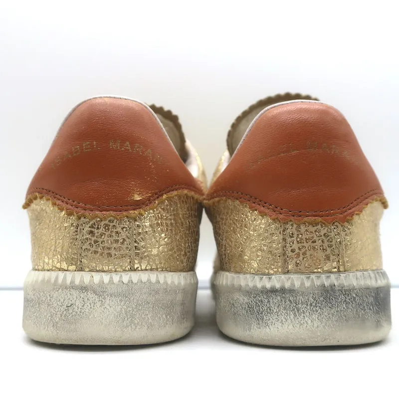 Isabel Marant Beth Blitz-Sneaker Gold Metallic Rissleder Größe 37