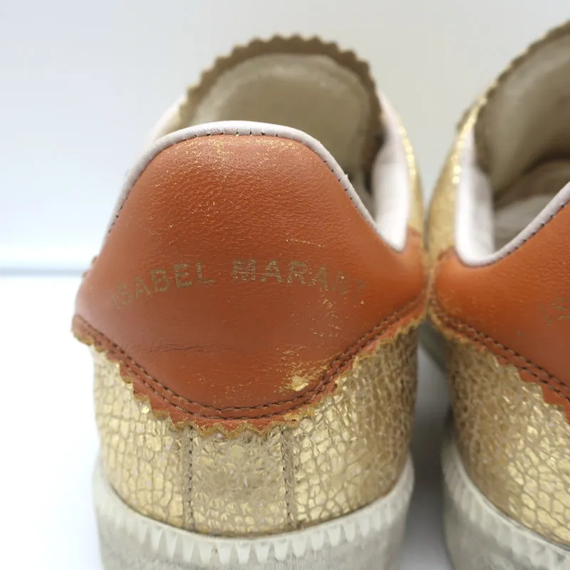 Isabel Marant Beth Blitz-Sneaker Gold Metallic Rissleder Größe 37