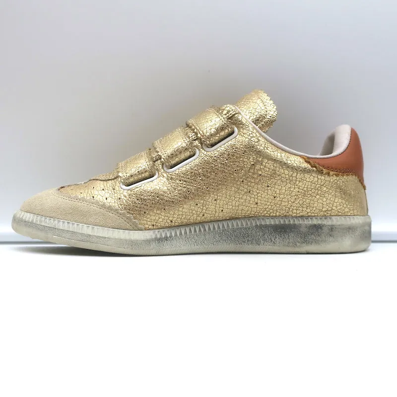 Isabel Marant Beth Blitz-Sneaker Gold Metallic Rissleder Größe 37
