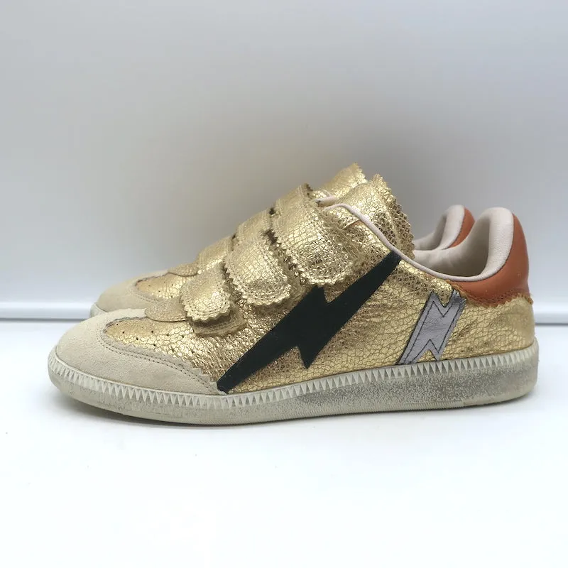Isabel Marant Beth Blitz-Sneaker Gold Metallic Rissleder Größe 37