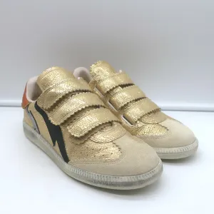 Isabel Marant Beth Blitz-Sneaker Gold Metallic Rissleder Größe 37