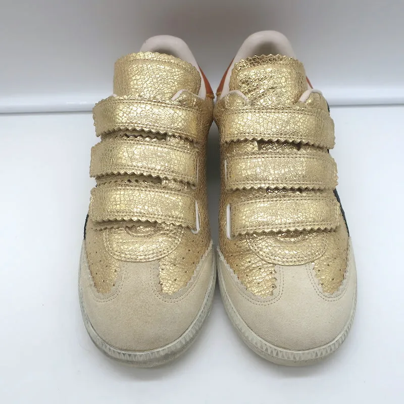Isabel Marant Beth Blitz-Sneaker Gold Metallic Rissleder Größe 37