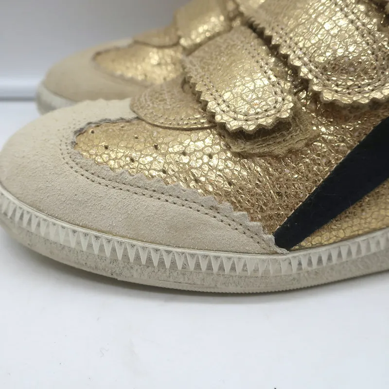 Isabel Marant Beth Blitz-Sneaker Gold Metallic Rissleder Größe 37