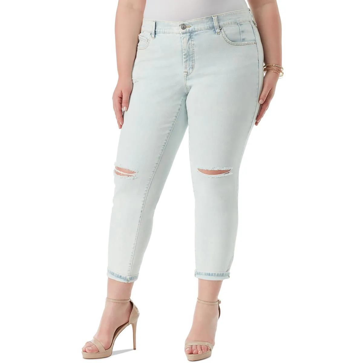 Jessica Simpson Damen Plus Mika Bundaufschlag Hellwasch Skinny Jeans