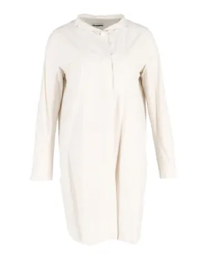 Jil Sander Kleid mit Kragen in Elfenbein-Farbener Baumwolle