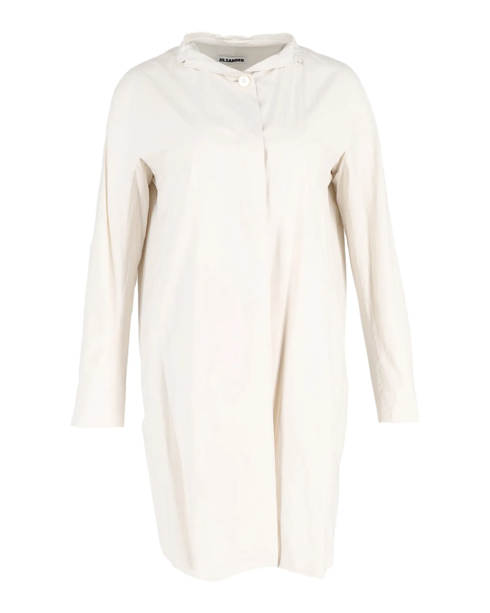 Jil Sander Kleid mit Kragen in Elfenbein-Farbener Baumwolle