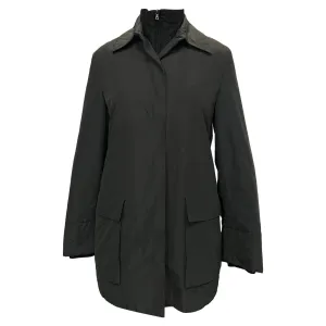 Jil Sander Stehkragenjacke in grauer Baumwolle