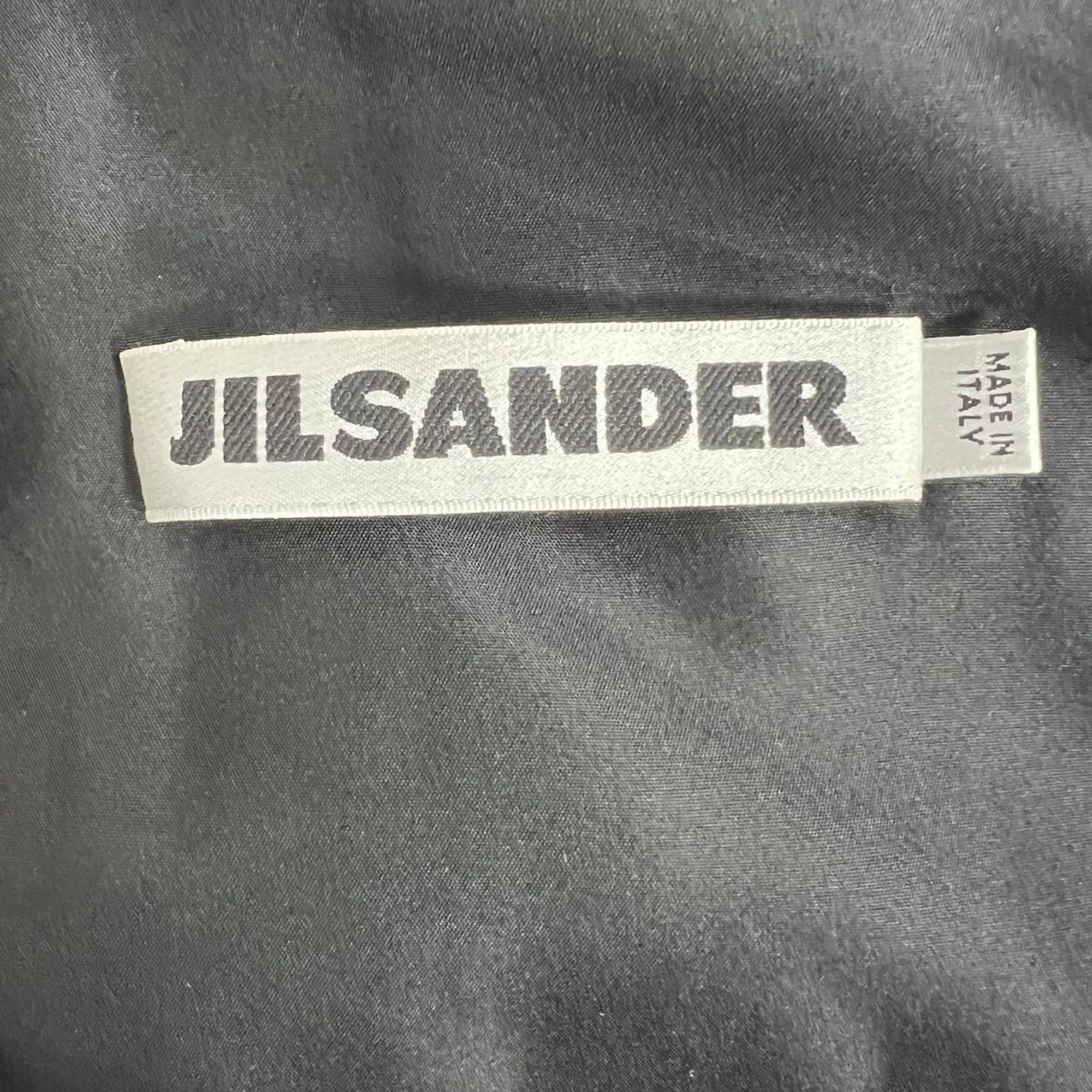 Jil Sander Stehkragenjacke in grauer Baumwolle
