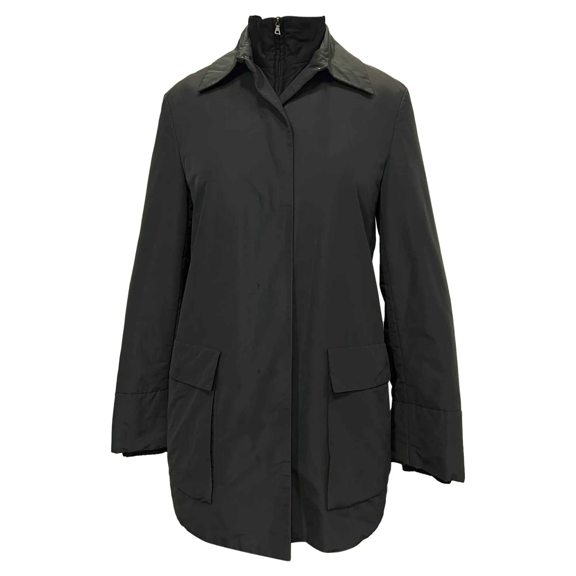 Jil Sander Stehkragenjacke in grauer Baumwolle