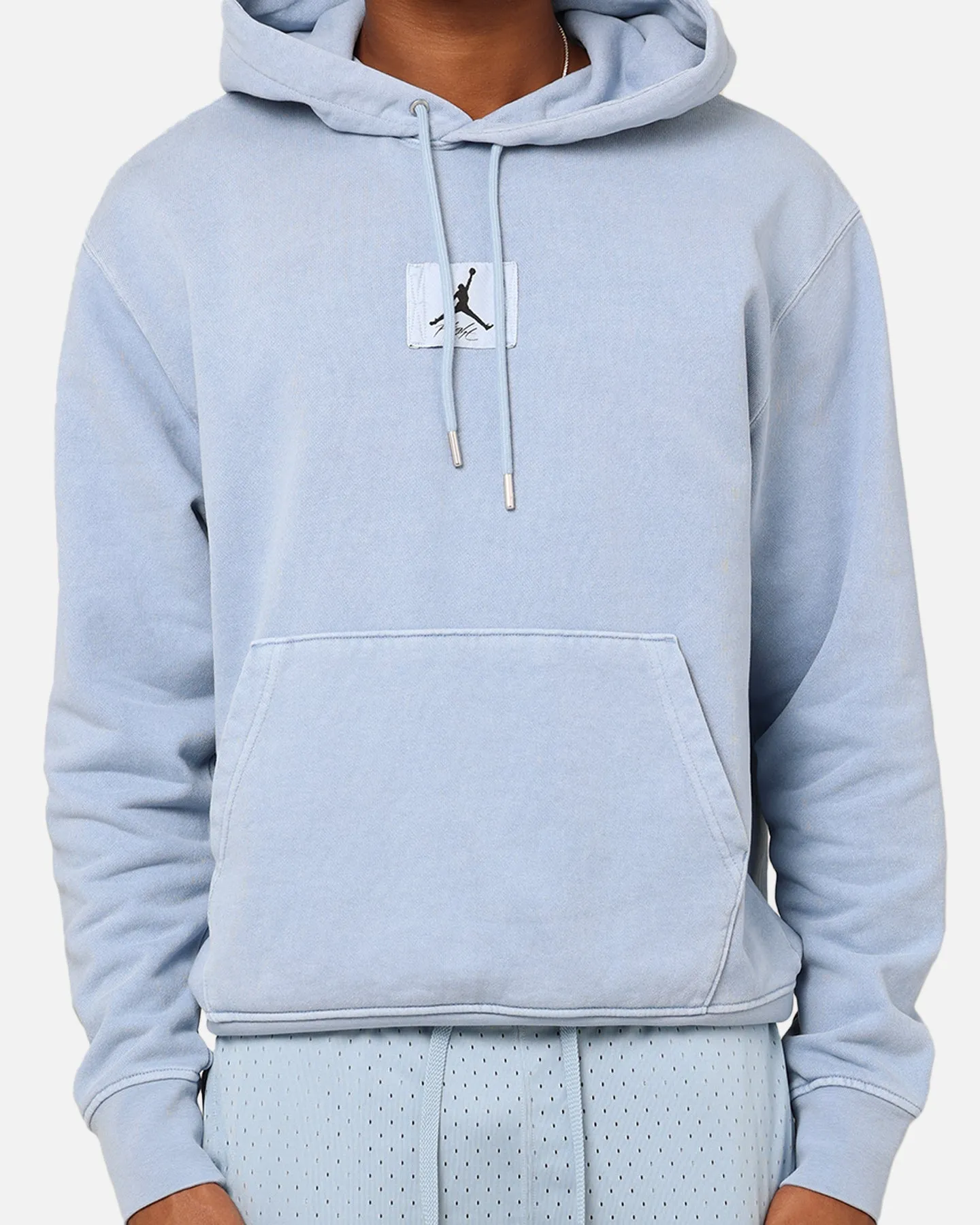 Jordan Essentials Statement Wash Fleece Pullover Hoodie Blau Grau