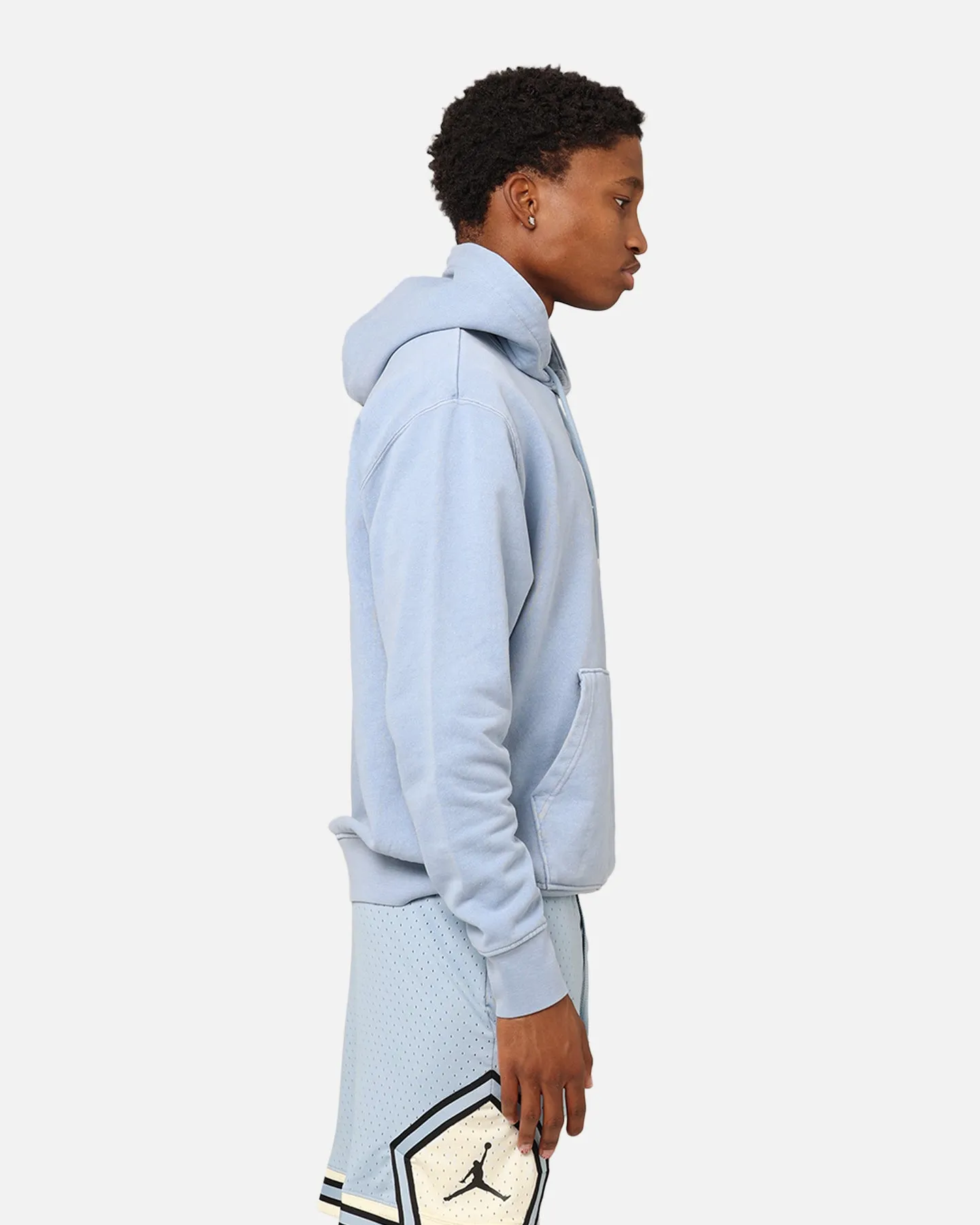 Jordan Essentials Statement Wash Fleece Pullover Hoodie Blau Grau