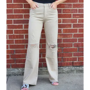 KanCan Taupe 90's Ultra High Rise Weitbeinjeans