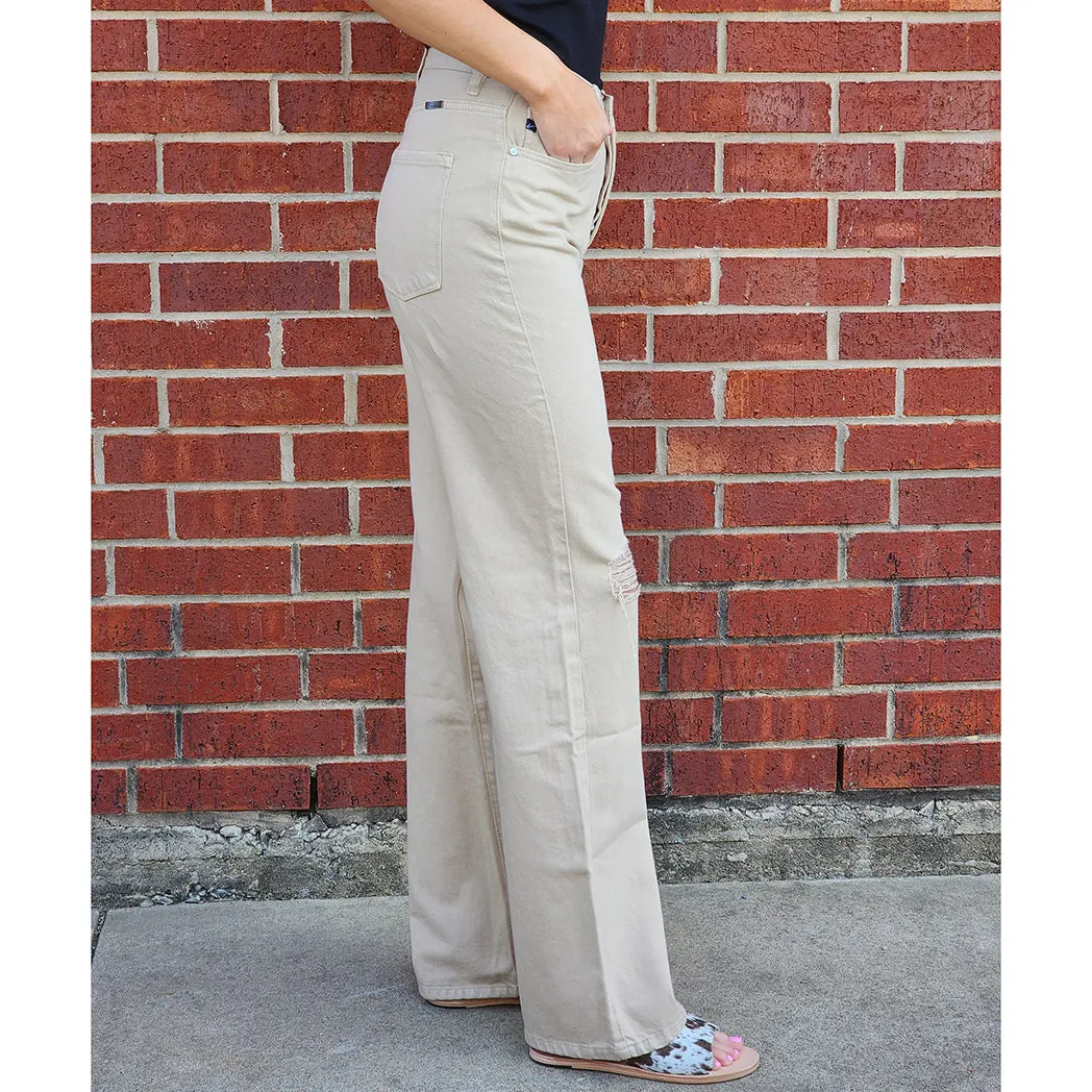 KanCan Taupe 90's Ultra High Rise Weitbeinjeans