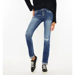 KanCan Damen Jeans mit mittlerer Taillenhöhe, schlanke gerade Beinform