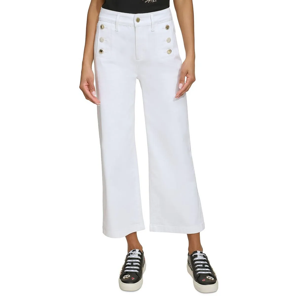Karl Lagerfeld Paris Damen Denim Sailor Weitbeinjeans