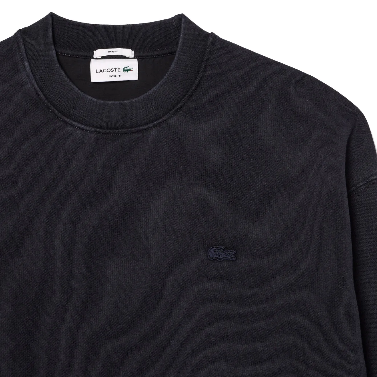 Lacoste Loose Fit Washed Effect Fleece Sweatshirt Schwarz