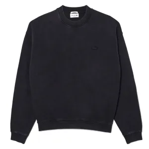 Lacoste Loose Fit Washed Effect Fleece Sweatshirt Schwarz